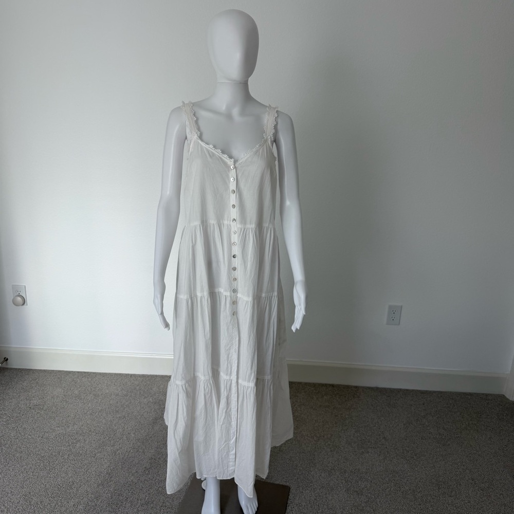 Eileen West White Button-Front Maxi Dress
